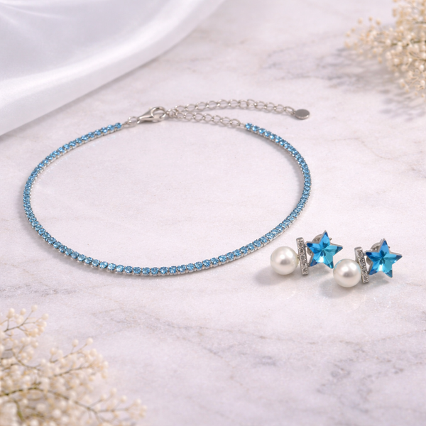 Dreams in Blue Silver Duo (Single Anklet)