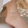 (Pair) Pink Clover Silver Anklet - Silver