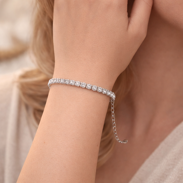 92.5 Sterling Silver Classic Shine Tennis Bracelet.