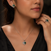 925 Silver Green Heart Glow Set + Ring