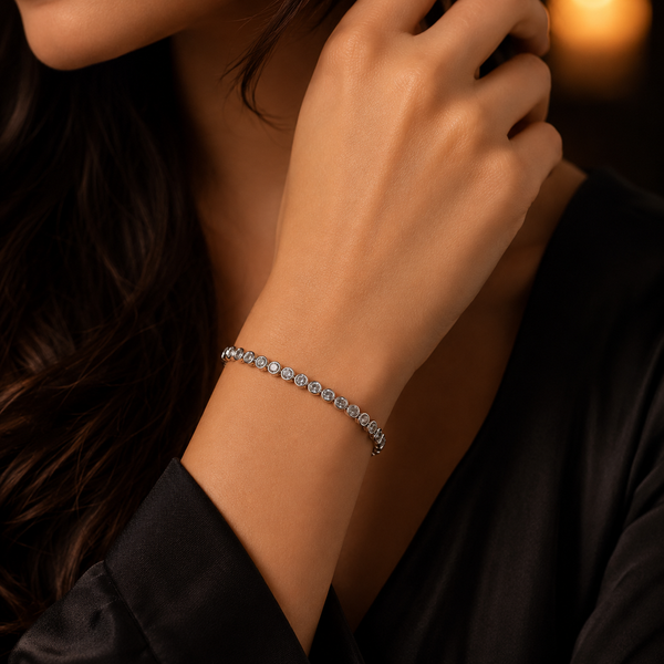 92.5 Sterling Silver Classic Light Blue Tennis Bracelet