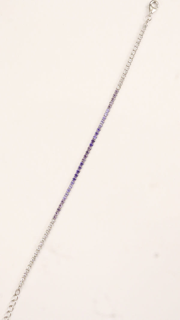 92.5 Sterling Silver Purple Glow Tennis Bracelet