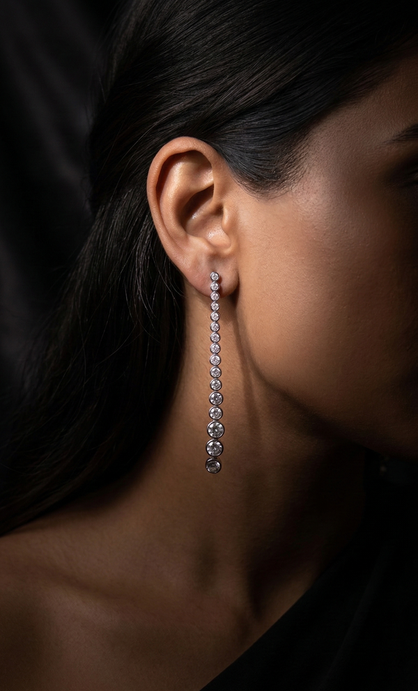 Silver Spark Drop Earrings