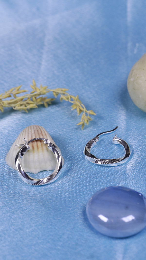 925 Sterling Silver Rope Twist Hoops.