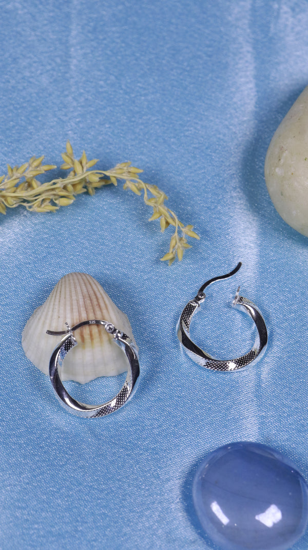 925 Sterling Silver Rope Twist Hoops.