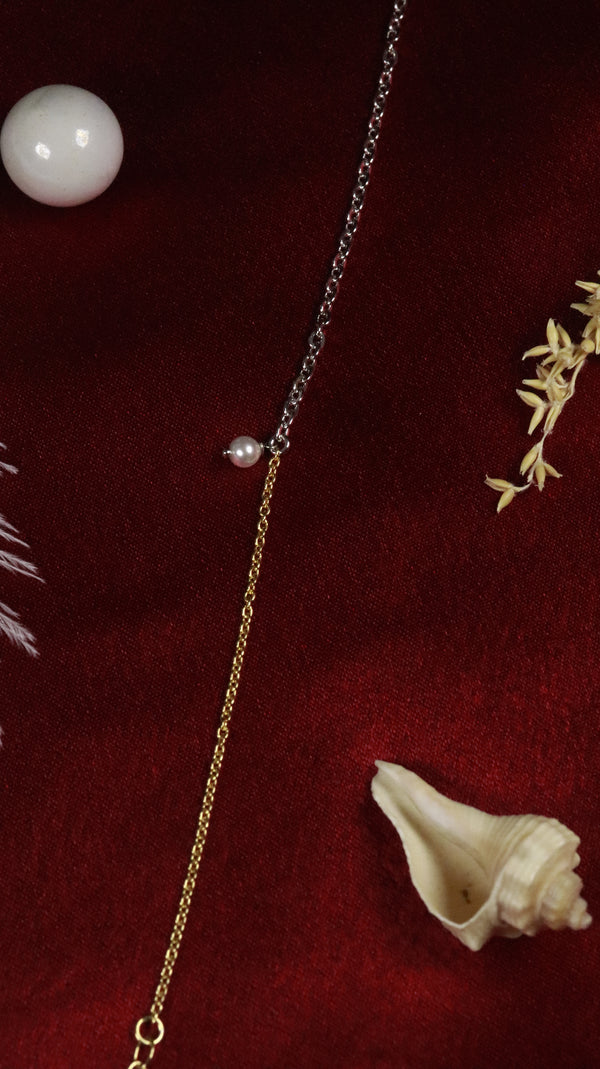 925 Sterling Silver Dual Tone Pearl Charm Bracelet