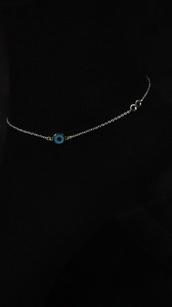 925 Sterling Silver Evil Eye Infinity Anklet