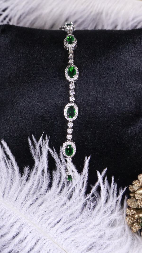 925 Sterling Silver Emerald Glow Silver Bracelet