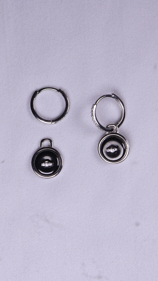 925 Sterling Silver Classic Black Earring