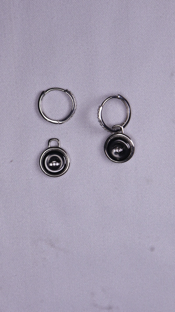925 Sterling Silver Classic Black Earring