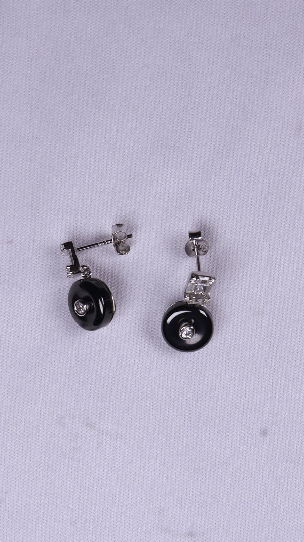 925 Sterling Silver Black Drop Earrings