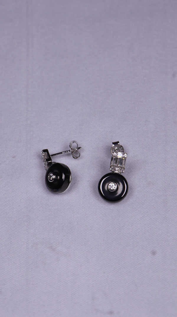 925 Sterling Silver Black Drop Earrings