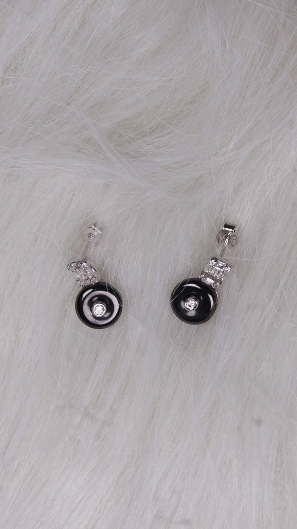 925 Sterling Silver Black Drop Earrings