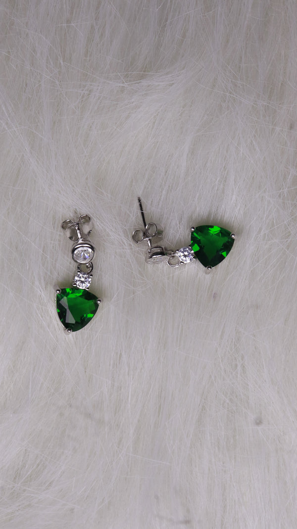 925 Sterling Silver Emerald Green Love Droplets