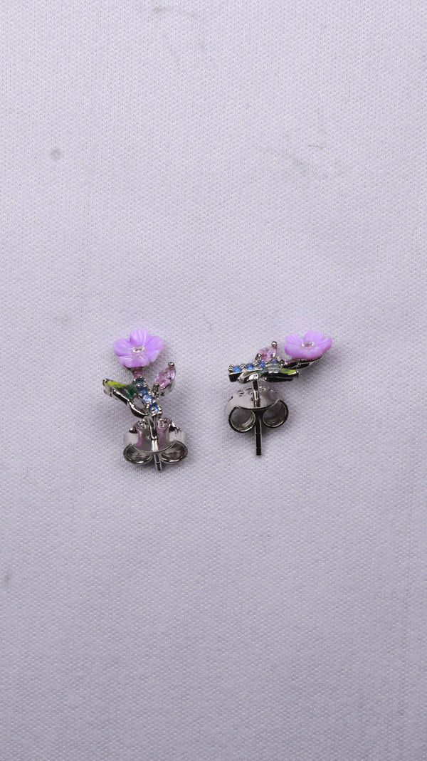 925 Sterling Silver Lilac Petal Studs.