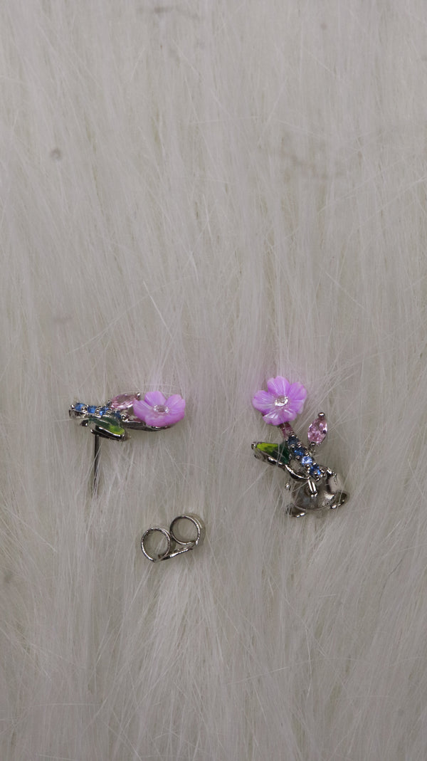 925 Sterling Silver Lilac Petal Studs.