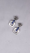 925 Sterling Silver Blue Square Spark Earrings