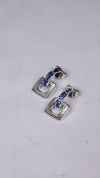 925 Sterling Silver Blue Square Spark Earrings