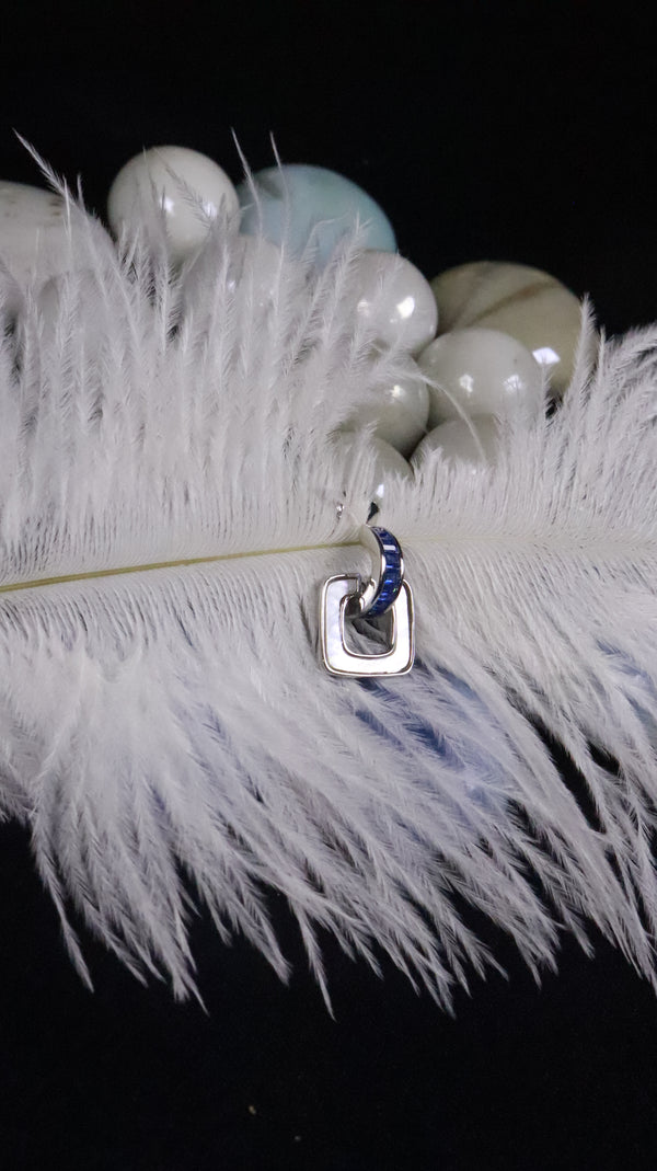 925 Sterling Silver Blue Square Spark Earrings
