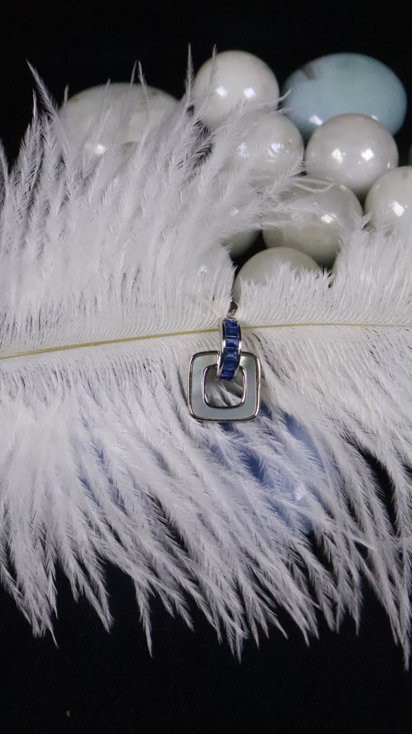 925 Sterling Silver Blue Square Spark Earrings