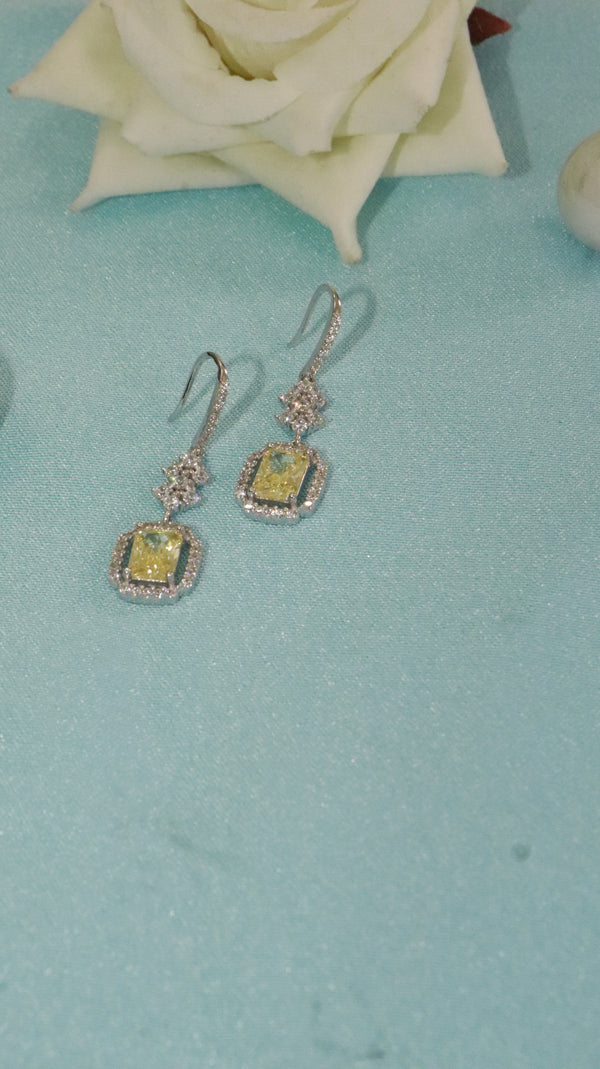 Yellow Spark Drop Silver Earrings