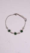 92.5 Sterling Silver Green Halo Charm Bracelet