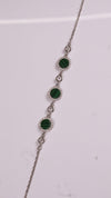 92.5 Sterling Silver Green Halo Charm Bracelet
