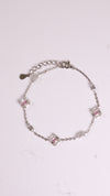 92.5 Sterling Silver Pink Spark Link Bracelet