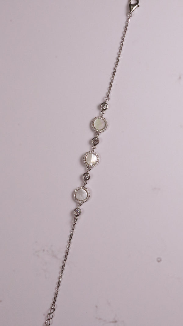 92.5 Sterling Silver White Halo Charm Bracelet