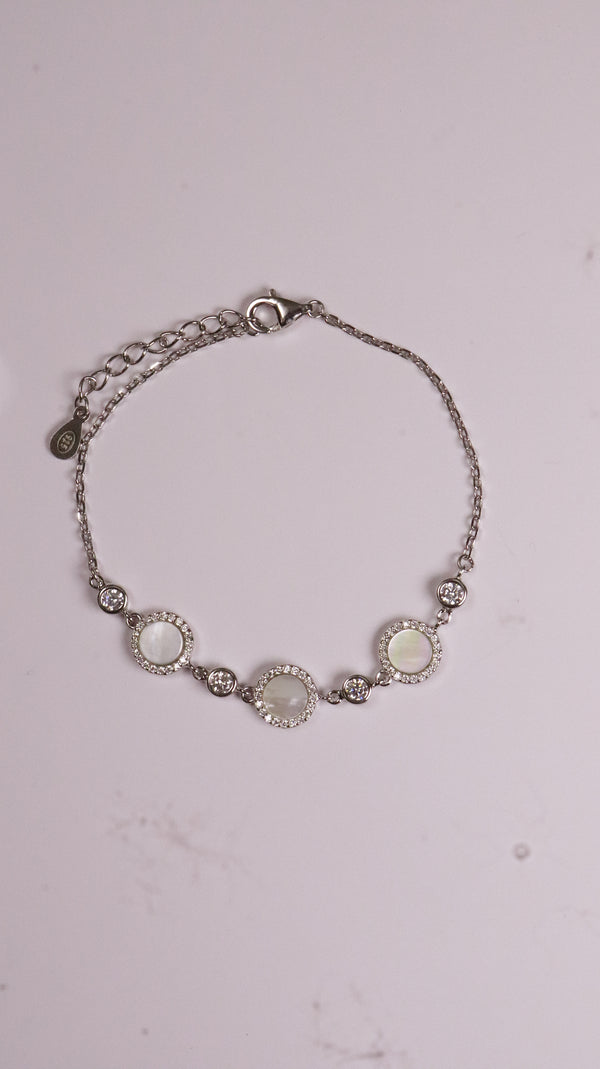 92.5 Sterling Silver White Halo Charm Bracelet