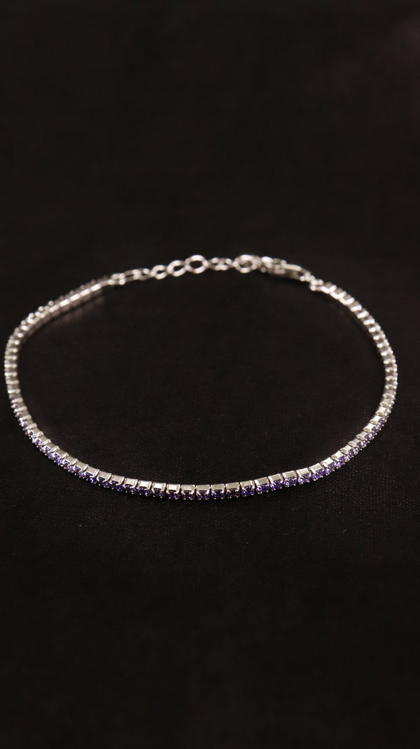 92.5 Sterling Silver Purple Glow Tennis Bracelet