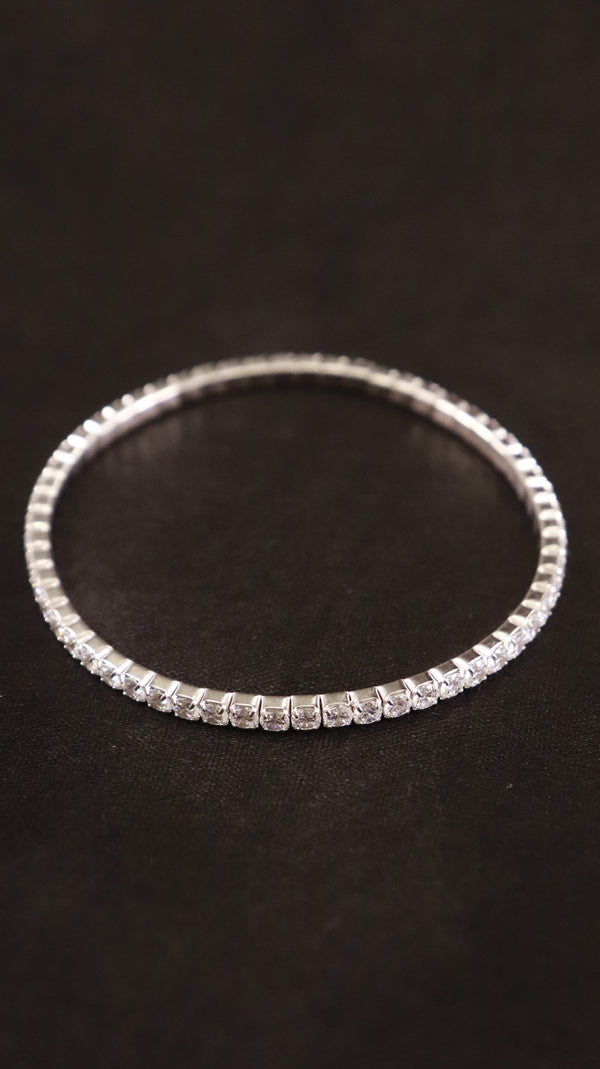 92.5 Sterling Silver Elastic Tennis Bracelet