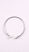 92.5 Sterling Silver Pearl Leaf Open Bracelet