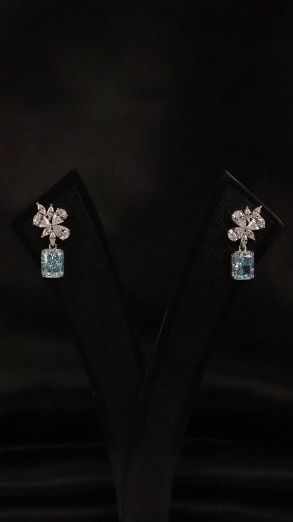 Floral Drop Silver Earrings