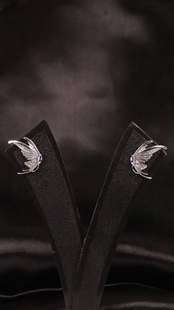 Angel Wing Silver Stud Earrings