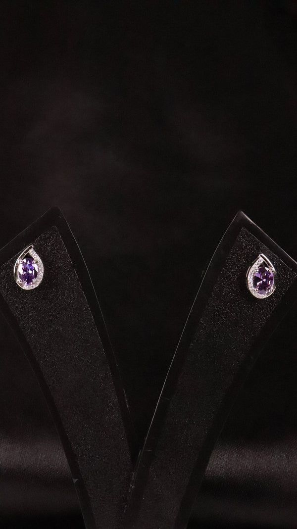 92.5 Silver Amethyst Drop Studs