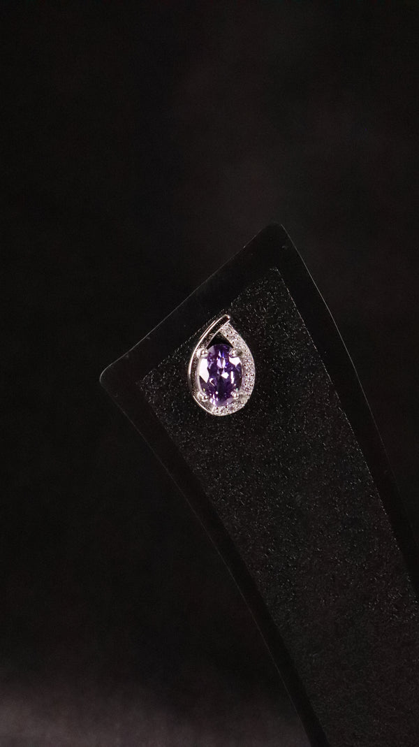 92.5 Silver Amethyst Drop Studs