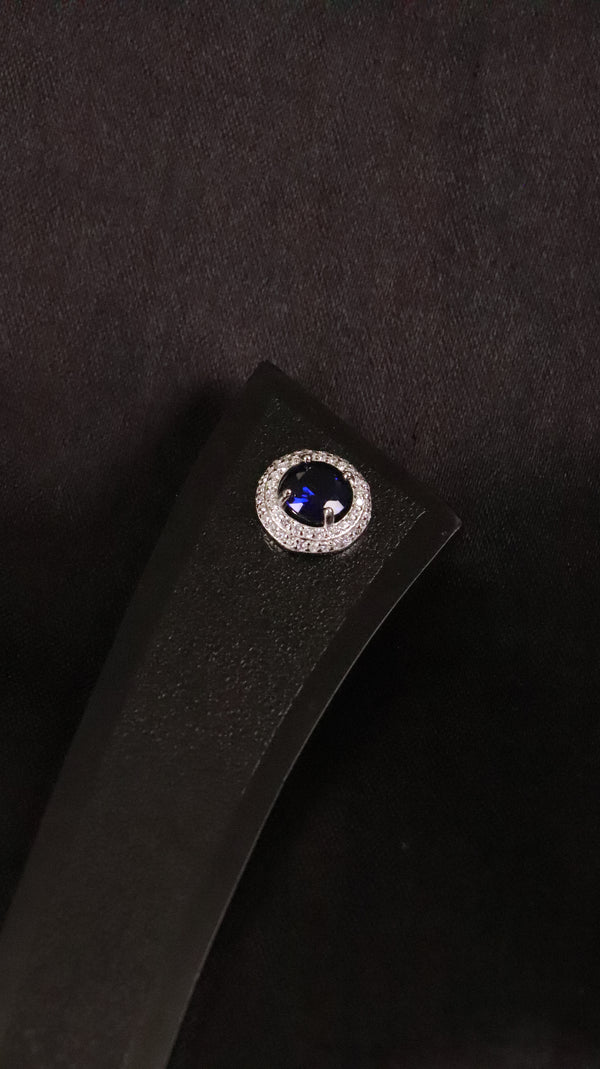 92.5 Silver Blue Halo Studs