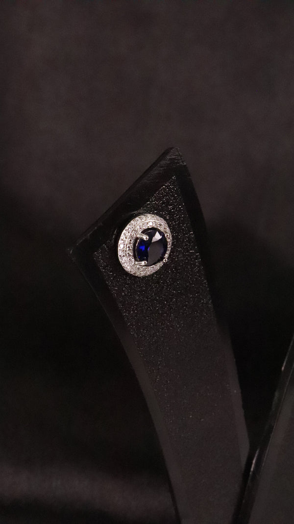 92.5 Silver Blue Halo Studs