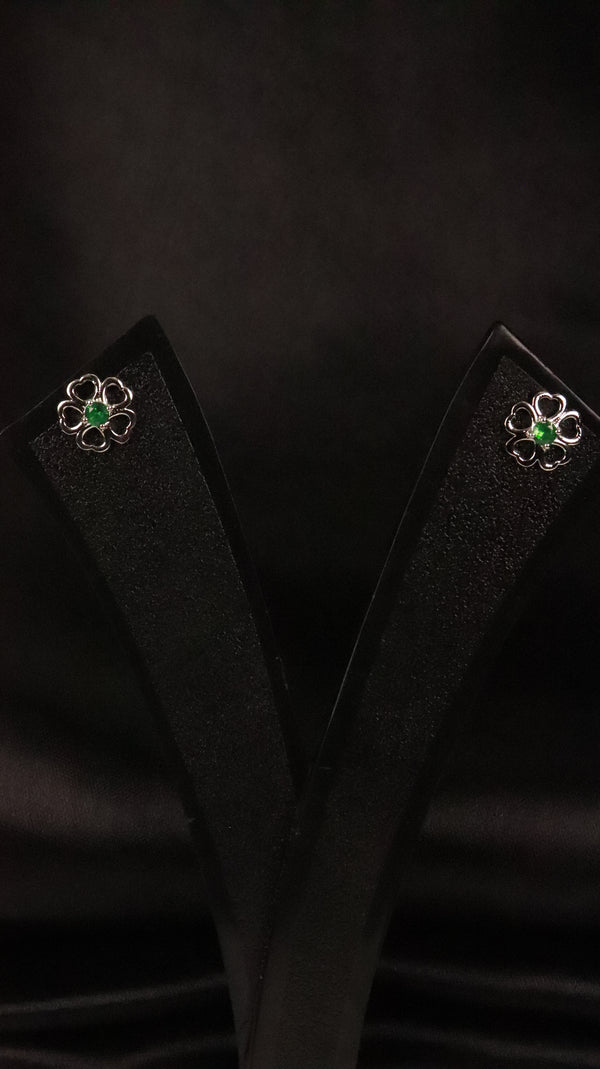 92.5 Silver Green Bloom Studs