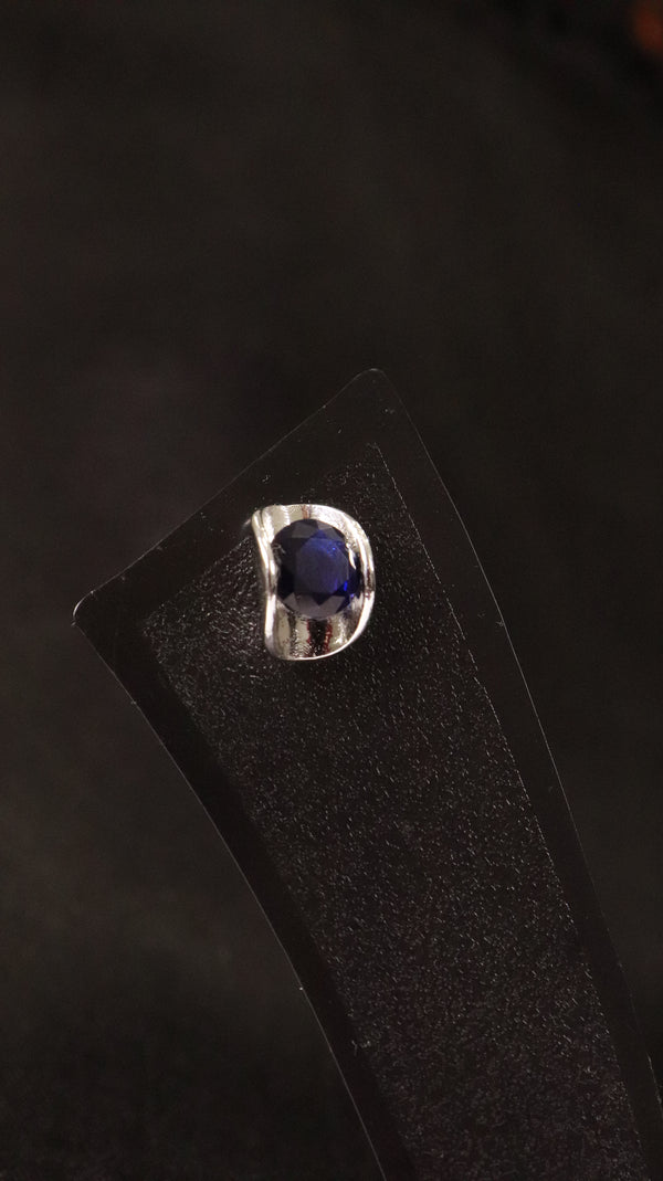 92.5 Silver Midnight Blue Curve Studs