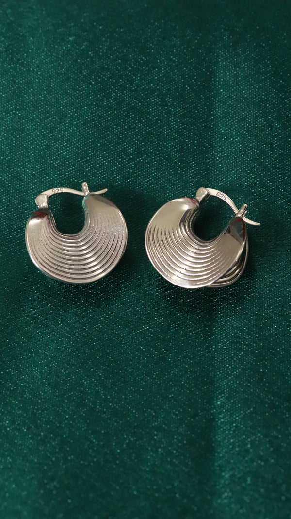 Ripple Hoop Silver Earrings