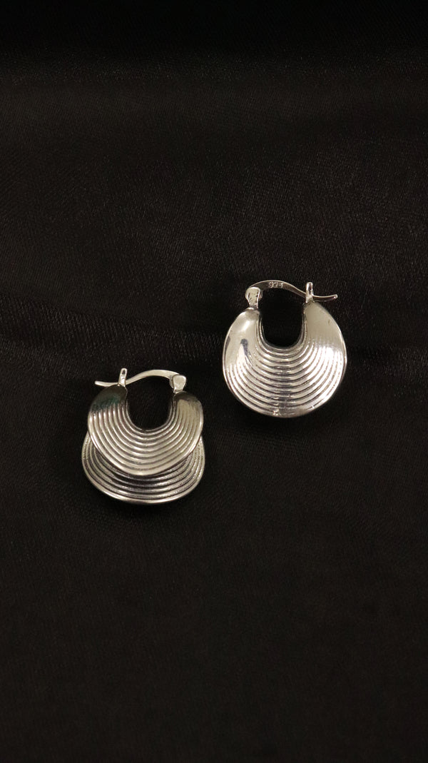 Ripple Hoop Silver Earrings