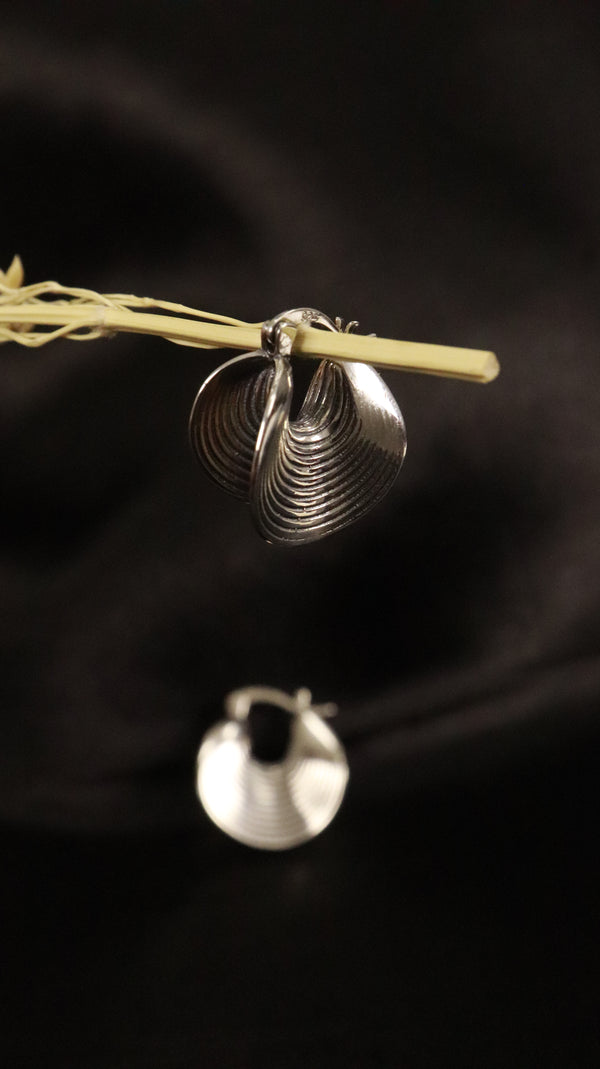Ripple Hoop Silver Earrings