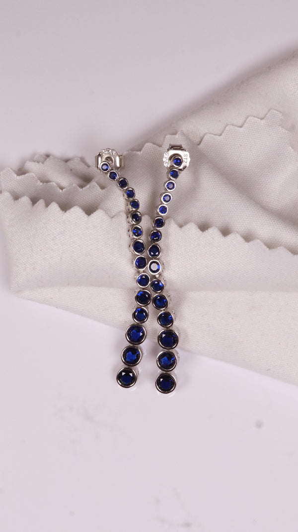 Blue Stone Silver Drop Earrings