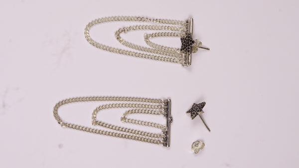 Star Chain Silver Earrings