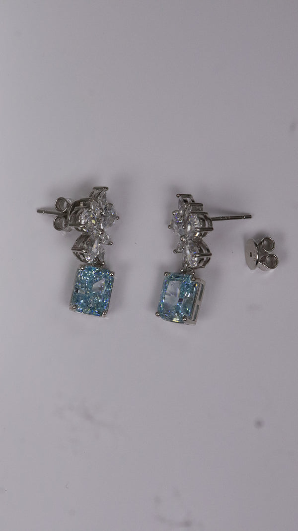 Floral Drop Silver Earrings