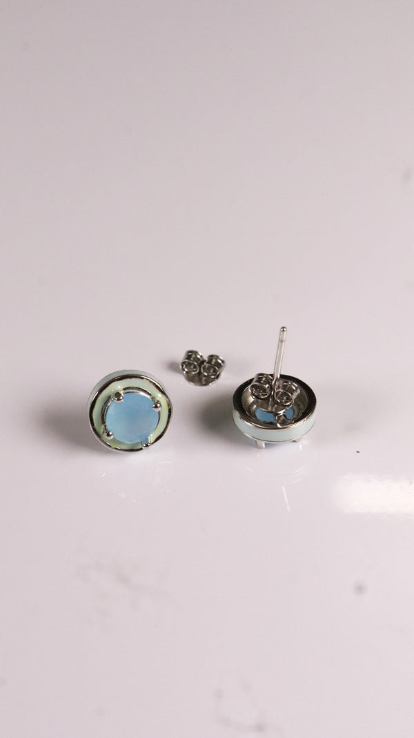 92.5 Silver Sky Mist Circle Studs