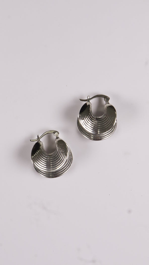 Ripple Hoop Silver Earrings
