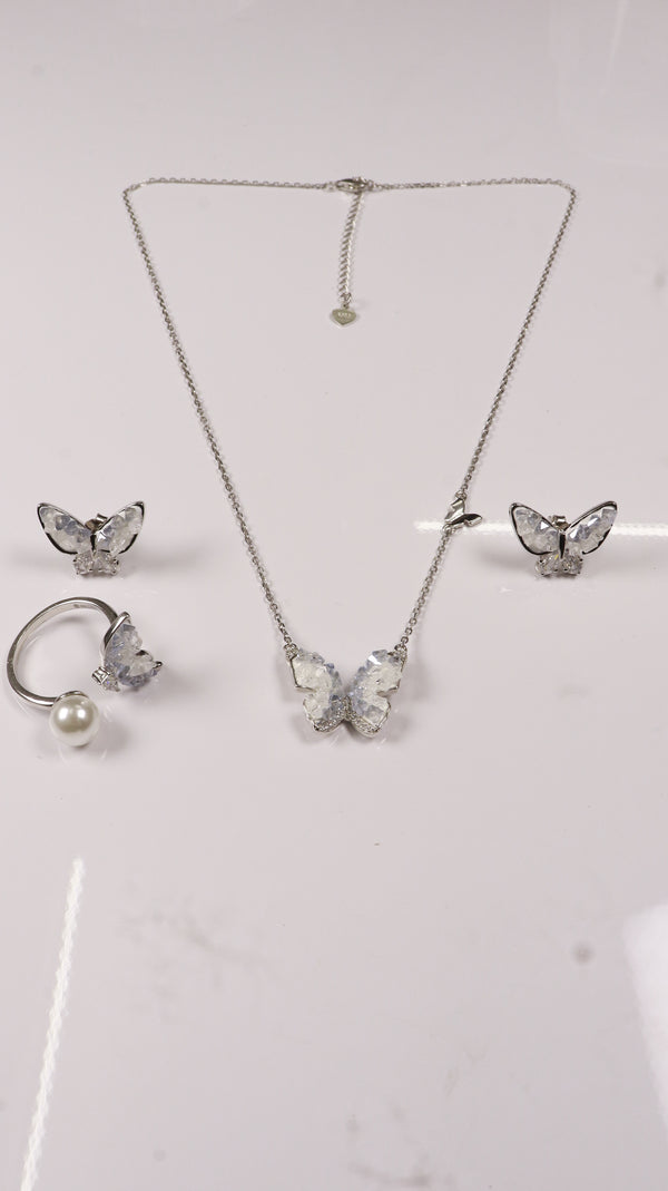 925 Silver Butterfly Glow Set + Ring